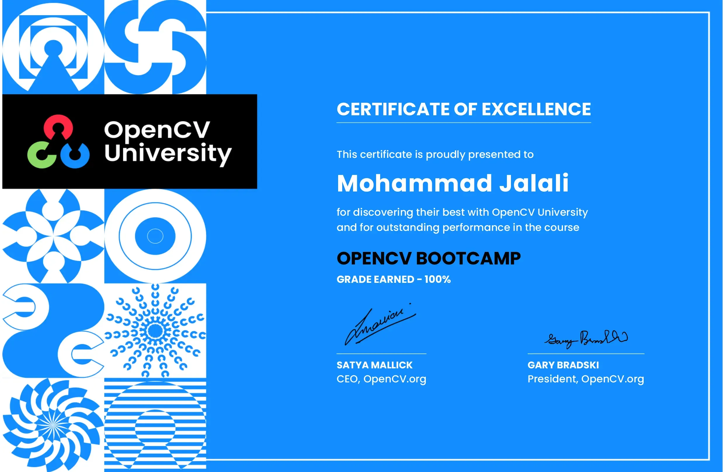 Mohammad Jalali Certification